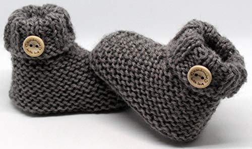Patucos para bebé de crochet, Unisex. Estilo botas Japón, color a elegir, realizadas en lana, tallas de 0 hasta 9 meses, hechos a mano en España. Regalo para bebé
