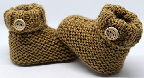 Patucos para bebé de crochet, Unisex. Estilo botas Japón, color a elegir, realizadas en lana, tallas de 0 hasta 9 meses, hechos a mano en España. Regalo para bebé