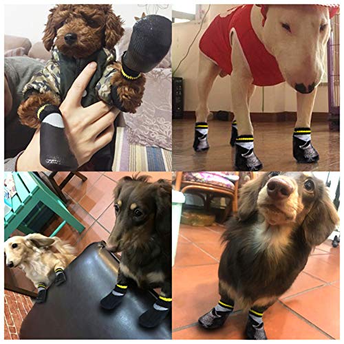 pawstrip Calcetines para Perros 4 Unidades Impermeables para Exteriores Antideslizantes para Perros Gatos Botines con Suela de Goma Protector de Pata para Perros Pequeños y Grandes