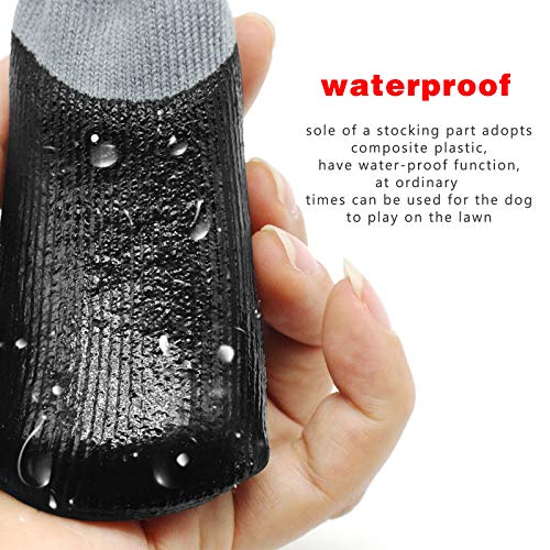 pawstrip Calcetines para Perros 4 Unidades Impermeables para Exteriores Antideslizantes para Perros Gatos Botines con Suela de Goma Protector de Pata para Perros Pequeños y Grandes