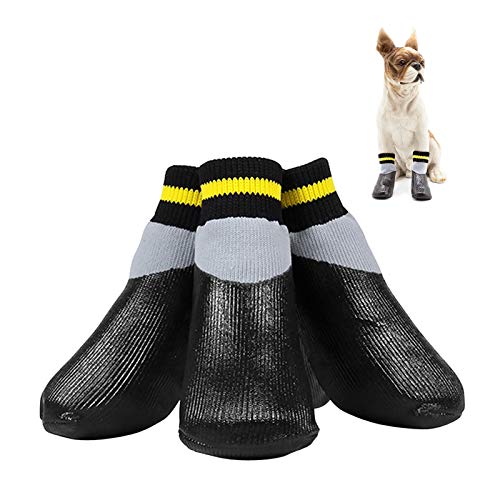 pawstrip Calcetines para Perros 4 Unidades Impermeables para Exteriores Antideslizantes para Perros Gatos Botines con Suela de Goma Protector de Pata para Perros Pequeños y Grandes