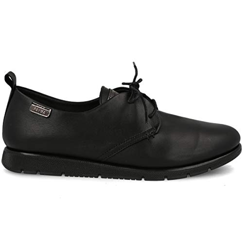 PAYMA - Zapatillas Deportivas Sneakers de Piel para Mujer. Zapatos Planos Casual Blucher. Cierre Cordones. Piel Super Flexible. Máxima Comodidad. Color Cuero, Azul Marino, Rojo, Negro y Blanco.