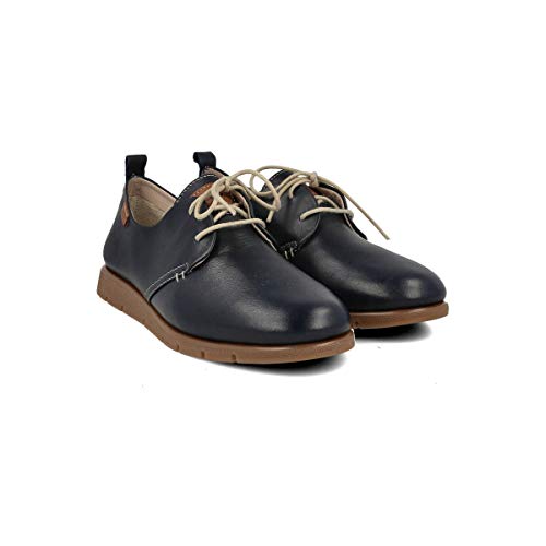 PAYMA - Zapatillas Deportivas Sneakers de Piel para Mujer. Zapatos Planos Casual Blucher. Cierre Cordones. Piel Super Flexible. Máxima Comodidad. Color Cuero, Azul Marino, Rojo, Negro y Blanco.