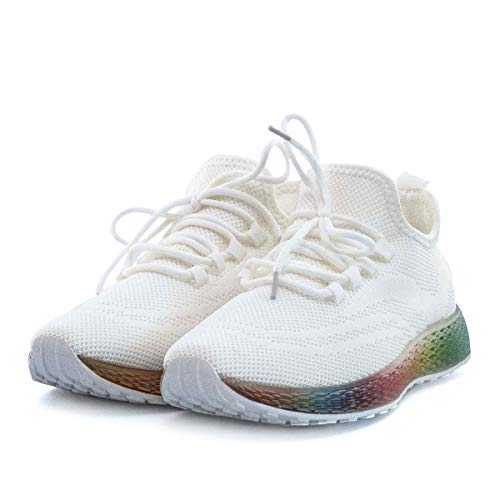 PAYMA - Zapatillas Sneakers Deportivas Mujer. Tenis Gimnasio, Deporte, Casual y Caminar. Malla traspirable. Blancas y Negras. Piso Transparente.