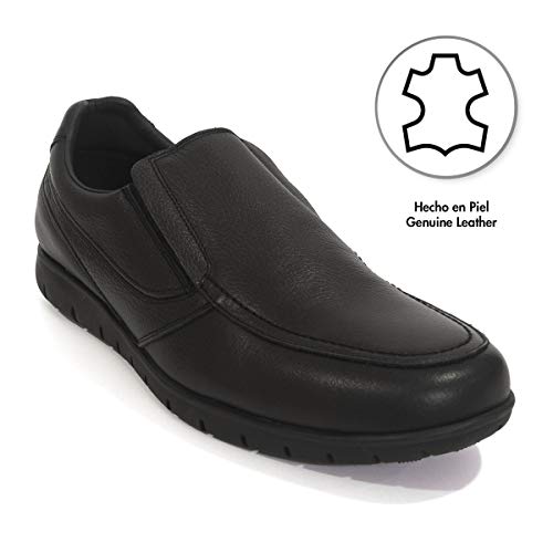PAYMA - Zapatos de Trabajo, Uniforme y Hostelería de Piel para Hombre. Hechos en España. Acolchados. Repelentes al Agua. Suela de Goma de Caucho. Ideal Camareros, Uniformes. con/Sin Cordones y Velcro