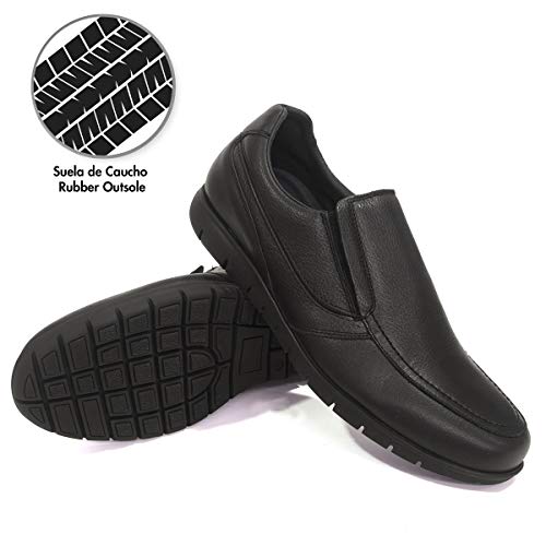 PAYMA - Zapatos de Trabajo, Uniforme y Hostelería de Piel para Hombre. Hechos en España. Acolchados. Repelentes al Agua. Suela de Goma de Caucho. Ideal Camareros, Uniformes. con/Sin Cordones y Velcro