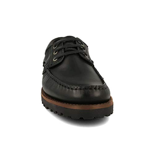 PAYMA - Zapatos Náuticos Sport Casual Hombre, Mujer, Niño. Clásicos 3-Ojales de Piel. Piso de Goma. Tallas Grandes 45 46 47. Cierre Cordones o Velcro. Color: Negro; Talla EU 40