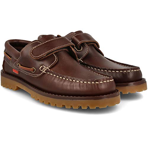 PAYMA - Zapatos Náuticos Sport Casual Hombre, Mujer, Niño. Clásicos 3-Ojales de Piel. Piso de Goma. Tallas Grandes 45 46 47. Cierre Cordones o Velcro. Color: Negro; Talla EU 40