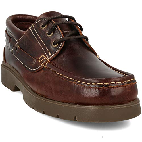 PAYMA - Zapatos Náuticos Timber de Piel Seahorse Engrasada. Hombre, Mujer, Niño. Hecho en ESPAÑA. 3-Ojales. Piso Caramelo, Negro o Goma Track. Colores Marrón, Azul Marino o Negro. Cordones o Velcro