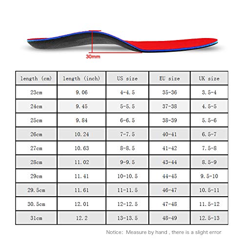 PCSsole Orthotic Arch Support Inserciones de calzado Plantillas para pies planos, dolor en los pies, fascitis plantar, plantillas para hombres y mujeres (EU43-44(28cm))