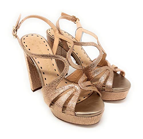 PEDRO MIRALLES 14430 Bambu Metal Humo,Sandalias de Mujer de tacón con Plataforma (Humo, 39)