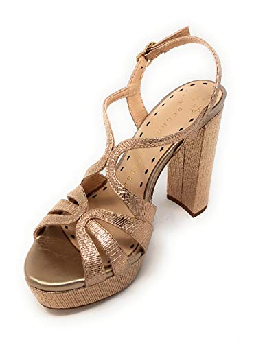 PEDRO MIRALLES 14430 Bambu Metal Humo,Sandalias de Mujer de tacón con Plataforma (Humo, 39)