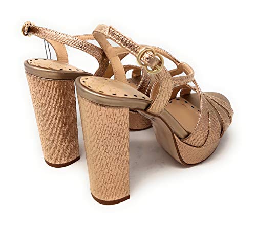 PEDRO MIRALLES 14430 Bambu Metal Humo,Sandalias de Mujer de tacón con Plataforma (Humo, 39)