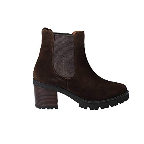 Pedro Miralles - Botines Chelsea con Tacón para Mujer de Weekend 26280-40, Serraje Marron