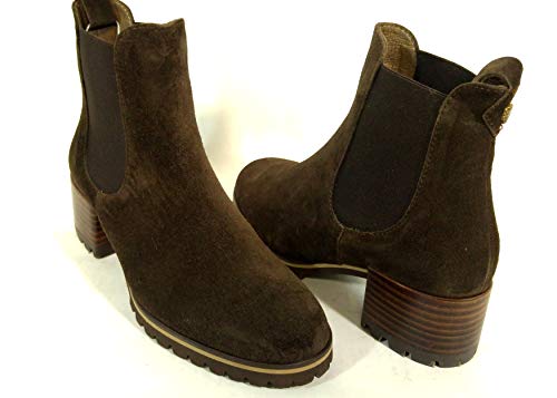 Pedro Miralles_ Botines de Mujer Tipo Chelsea de Pedro Miralles de Serraje en marrón con Tirador Trasero (38 EU)