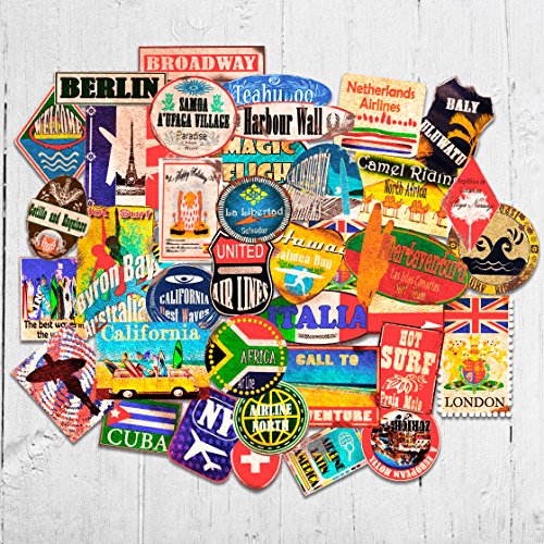 Pegatinas de equipaje parches de maleta Etiquetas de viaje vintage vinilos de estilo vintage retro