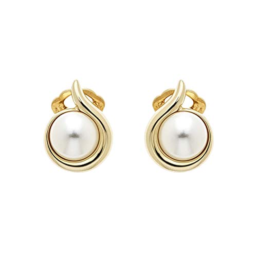 Pendientes de clip de oro con perla blanca