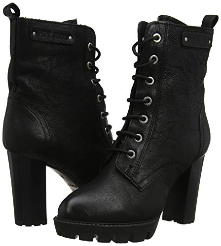 Pepe Jeans London Vernon Laces, Botines Mujer, Black 999, 38 EU