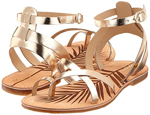 Pepe Jeans March Basic Metal, Sandalias de Gladiador para Mujer, Gold Champagne 835, 37 EU
