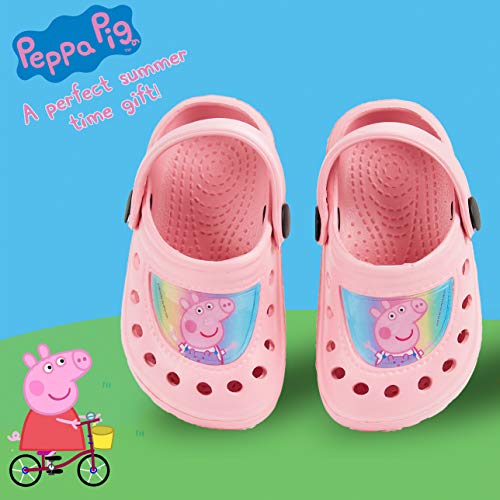 Peppa Pig Sandalias Niña, Zuecos Niña para Playa Piscina Jardin, Cangrejeras Niña para Verano, Chanclas Niña de Color Rosa para Vacaciones, Regalos Originales Niñas (Rosa Claro, Numeric_24_Point_5)