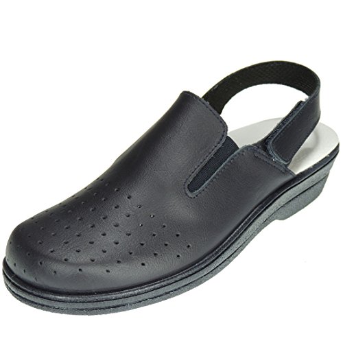 PERCLA 794 Zueco Sanitario Enfermera con Velcro para Mujer Marino Talla 39