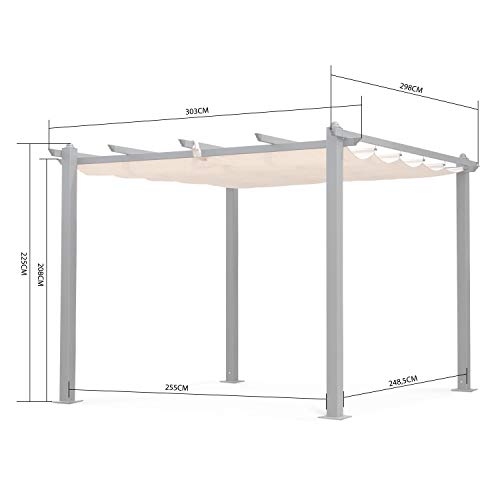 Pergola, Aluminio, Crudo, 3x3 m