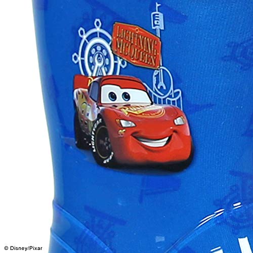 PERLETTI Botas de Agua Disney Pixar Cars - Botines Impermeables Lluvia Rayo Mcqueen Niño - Suela Antideslizante y Cierre con Cordón - Azul y Rojo - PVC (Azul, 22/23 EU)