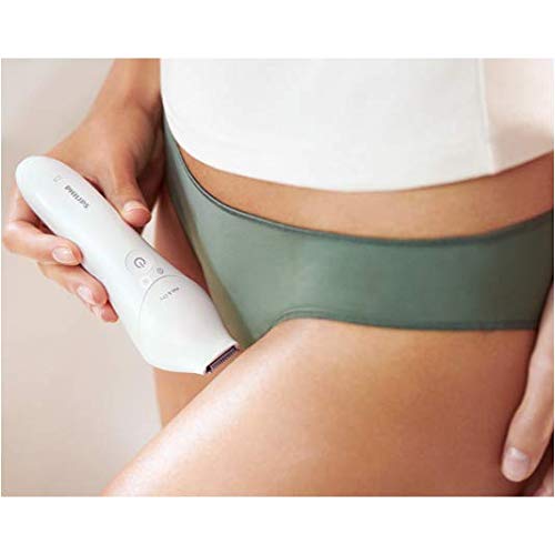 Philips Serie 8000 BRE715/00 Depiladora eléctrica, discos cerámicos, cabezal para atrapar más vello en una sola pasada, luz Opti-light,uso en seco y húmedo,6 accesorios para piernas y cuerpo