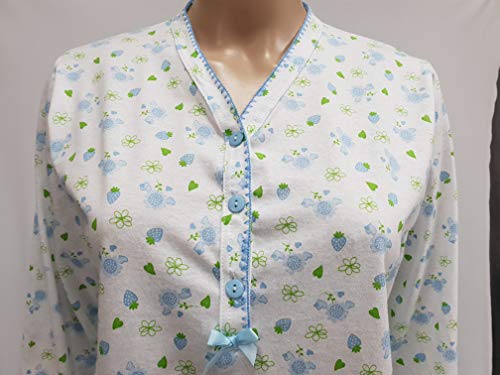 Pijama de verano para mujer, 100% algodón, CRV Cravana, manga larga, media manga, pantalón largo, modelos Roberta, Elin, Marcella, Vera, Elena, abotonado, producto italiano Elin 104 Cielo XXX-Large