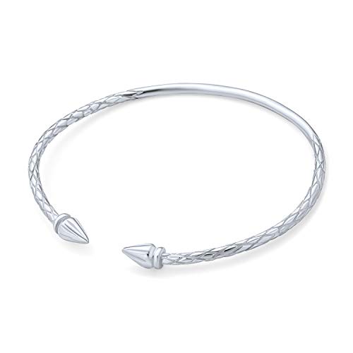 Pirámide De Bellota Lanza Extremos Puntiagudos West Indian Estilo Apilables Para Mujer Brazalete De Plata Esterlina 925