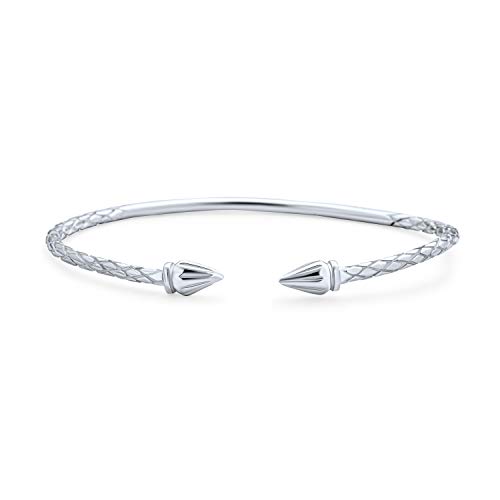 Pirámide De Bellota Lanza Extremos Puntiagudos West Indian Estilo Apilables Para Mujer Brazalete De Plata Esterlina 925