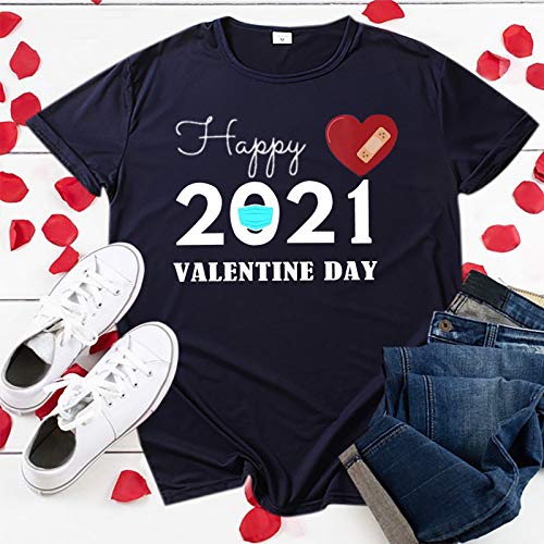 Pistazie - Camiseta de manga corta para San Valentín, diseño de corazón con texto en inglés "Valentin 2021