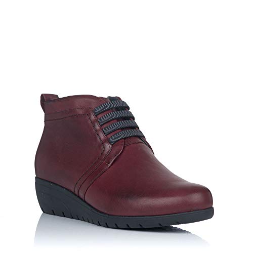 PITILLOS 2123 Botin Piel Elasticos CUÑA Mujer Burdeos 35