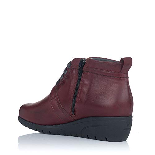 PITILLOS 2123 Botin Piel Elasticos CUÑA Mujer Burdeos 35