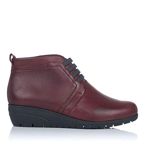 PITILLOS 2123 Botin Piel Elasticos CUÑA Mujer Burdeos 35