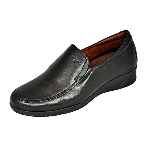 Pitillos 2970 Mocasín Laboral de Piel para Mujer Plantilla Extraíble Negro Cuero Talla: 41