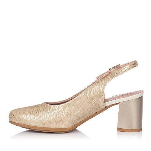 PITILLOS 5550 Zapato Talon Abierto Alto Mujer Oro 39