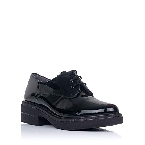 PITILLOS 6440 Zapato Cordones Charol Tacon Mujer Negro 37