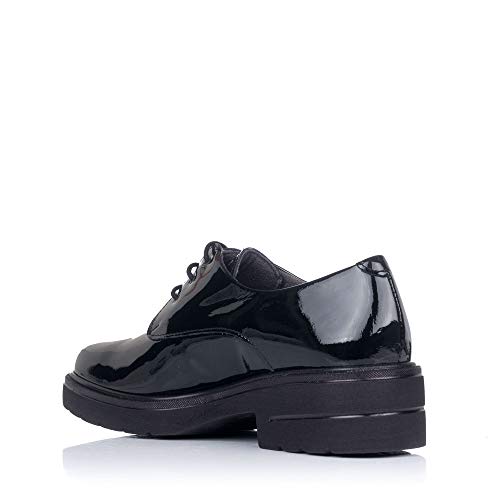 PITILLOS 6440 Zapato Cordones Charol Tacon Mujer Negro 37