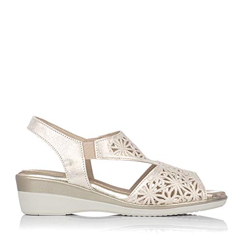 PITILLOS 6612 Sandalia CALADOS Piel Classic Mujer Oro 40