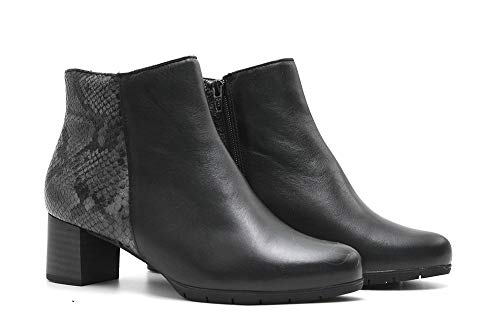 Pitillos - Botín Tacón Medio Combinado Serpiente - Negro, 37