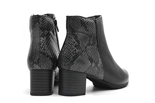 Pitillos - Botín Tacón Medio Combinado Serpiente - Negro, 37