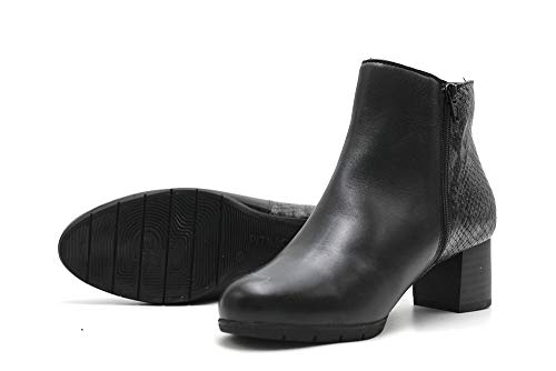 Pitillos - Botín Tacón Medio Combinado Serpiente - Negro, 37