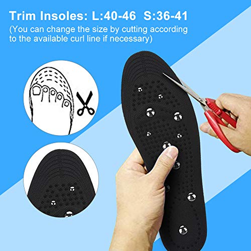 Plantillas magnéticas para hombres Mujeres Puntos de acupuntura Zapatos para masajear Almohadillas Cura transpirable Olor para pies Inserciones para calzado ortopédico(Small)