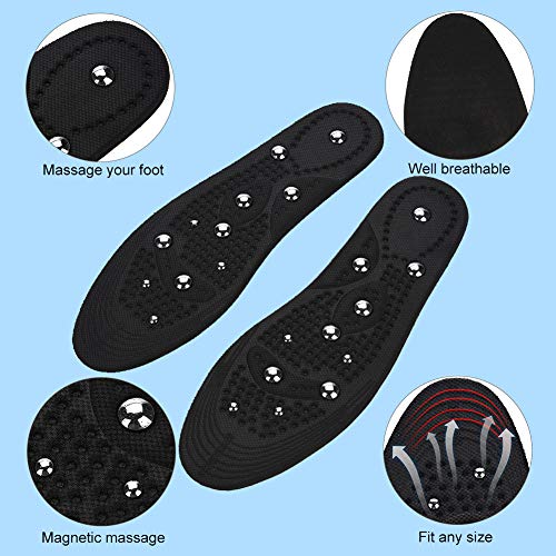 Plantillas magnéticas para hombres Mujeres Puntos de acupuntura Zapatos para masajear Almohadillas Cura transpirable Olor para pies Inserciones para calzado ortopédico(Small)
