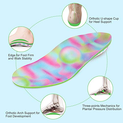 Plantillas para niños Insertos de zapatos Ortesis Comfort Arch Support, Suela interna que absorbe los golpes Cojines para el talón, Pies planos, Pronación por debajo/por encima (35-37 EU)