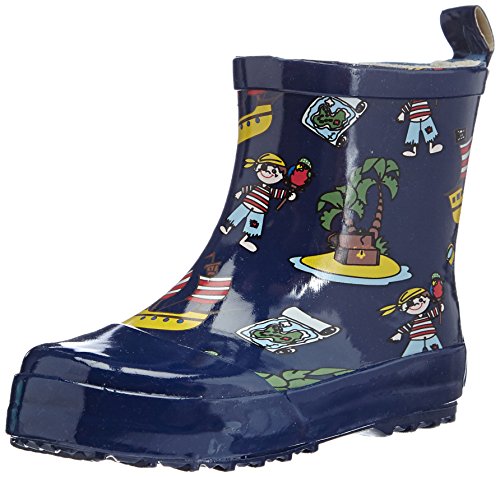 Playshoes Bota de Agua Pirata, Botas de Goma de Caucho Natural Unisex niños, Azul (Marine 11), 26 EU