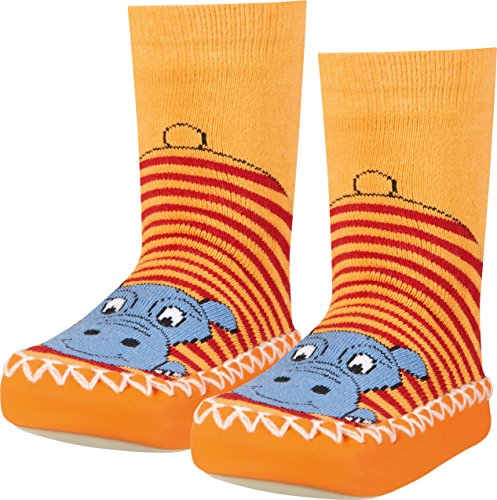 Playshoes Zapatillas con Suela Antideslizante Hippopotamus Pantuflas, Opaco, no Transparente, Rojo Rot 8, 31/34 EU Unisex Niños