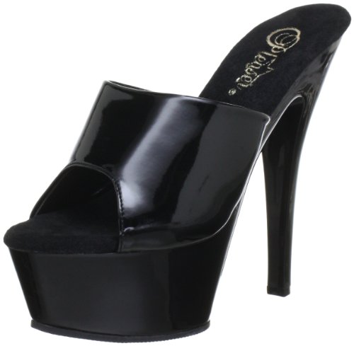 Pleaser EU-KISS-201 - Sandalias de Material sintético Mujer, Color Negro, Talla 43