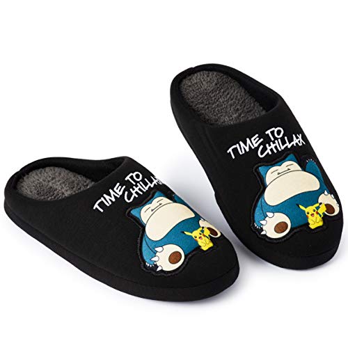 Pokemon Zapatillas de Estar En Casa Hombre Diseño Snorlax y Pikachu, Merchandising Oficial Pokemon, Zapatilla Invierno Suela Goma Dura Interior Exterior, Regalos para Hombres Padres (42/43 EU)